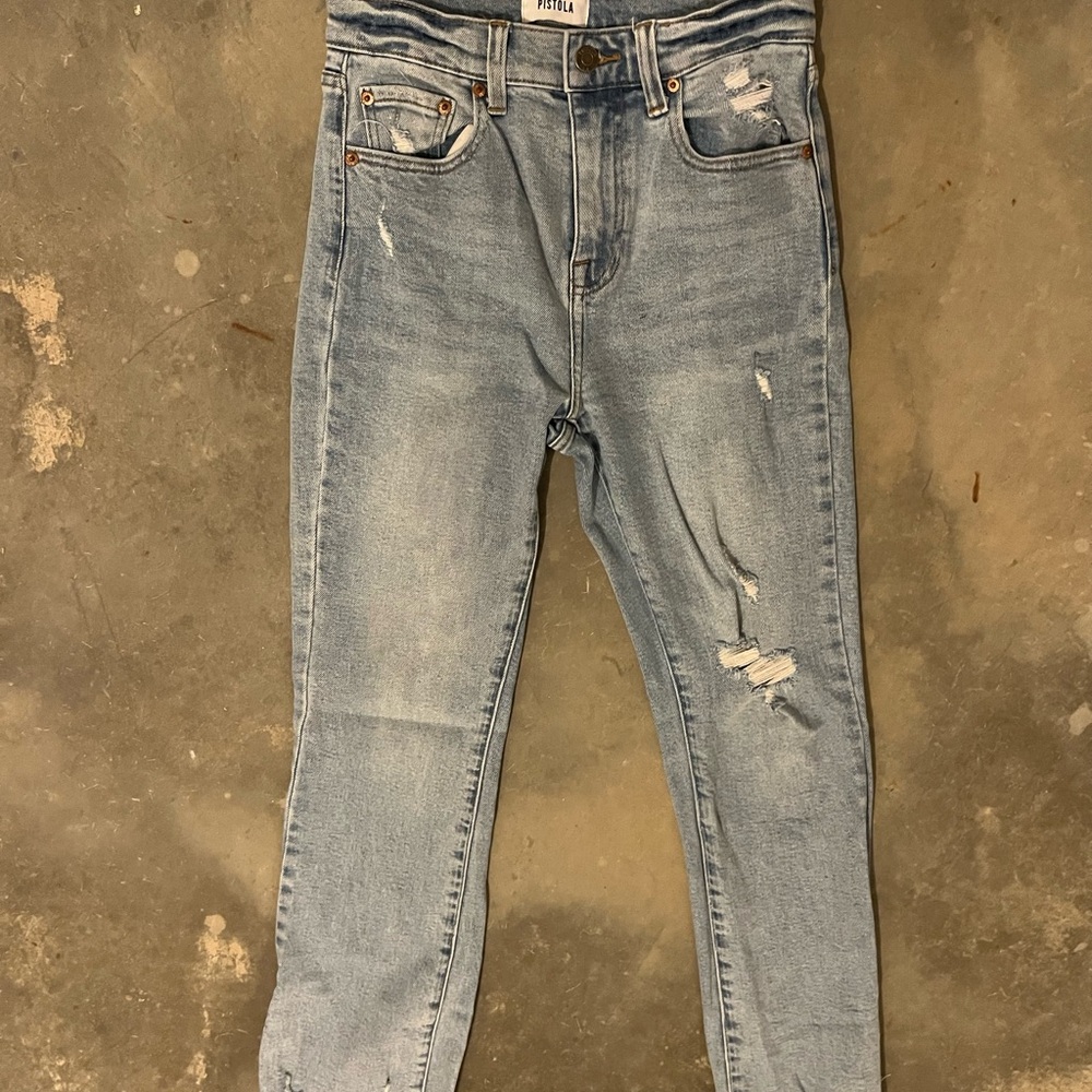 pistola Light Wash Distressed High-Rise Jeans